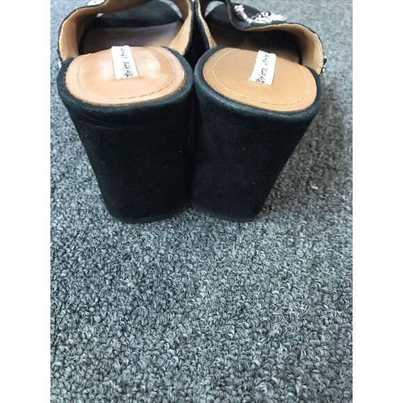 & Other Stories Suede Open Toe Mules Jewel Slip On Block Heel Black 38 US 7.5 - Picture 5 of 9
